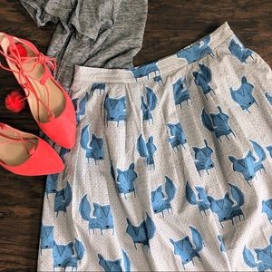 NWT Comme Toi fox print pleated skirt